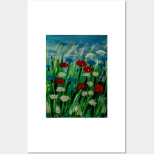 Some abstract wildflowers blowing in the wind Posters and Art